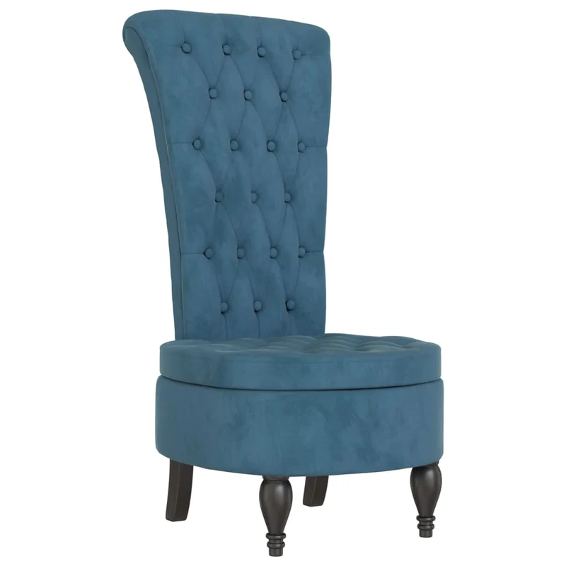 Chaise à dossier haut en velours bleu dossier capitonné DEC026245