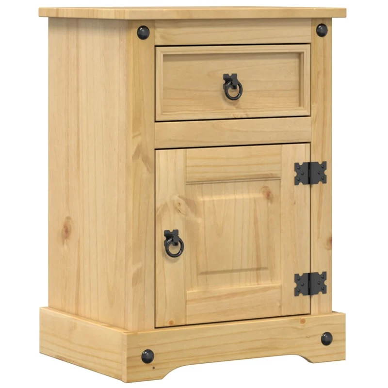 Table de chevet avec tiroir et compartiment avec porte 45 x 35 x 64 cm bois de pin massif DEC033903