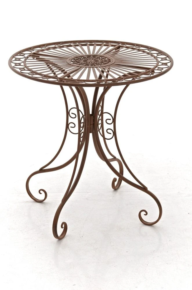 Table de jardin en fer forgé diamètre Ø 70 cm marron vieilli MDJ10051