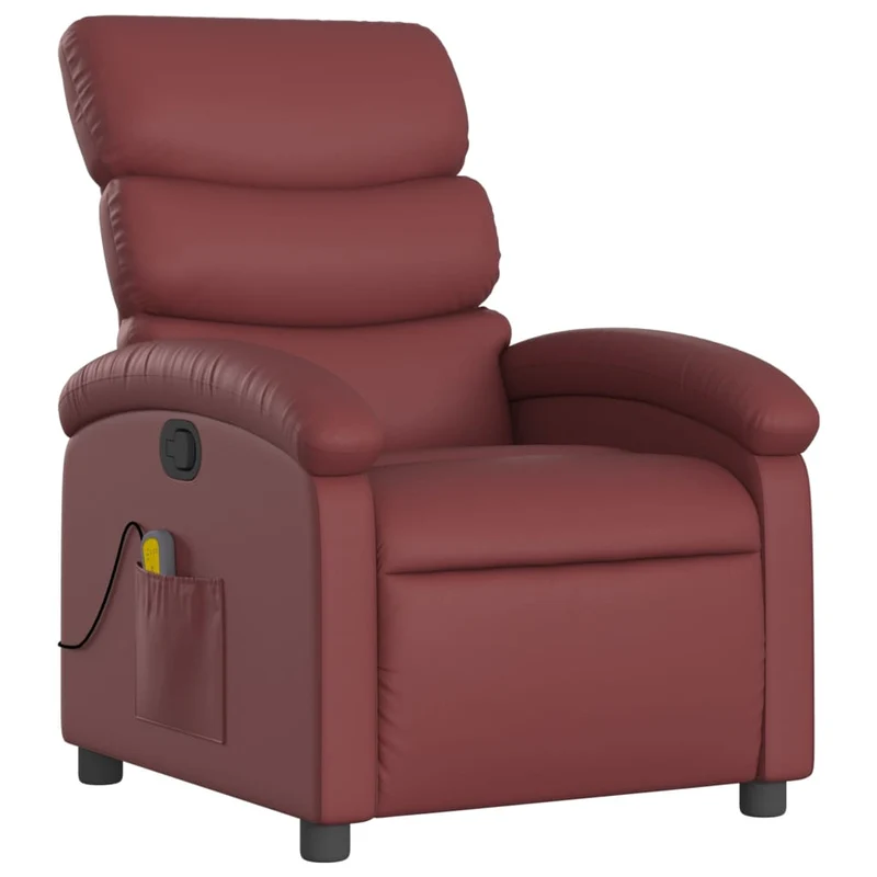 Fauteuil de relaxation TV fonction massage inclinable 6 points de massage en PVC rouge bordeaux DEC027080