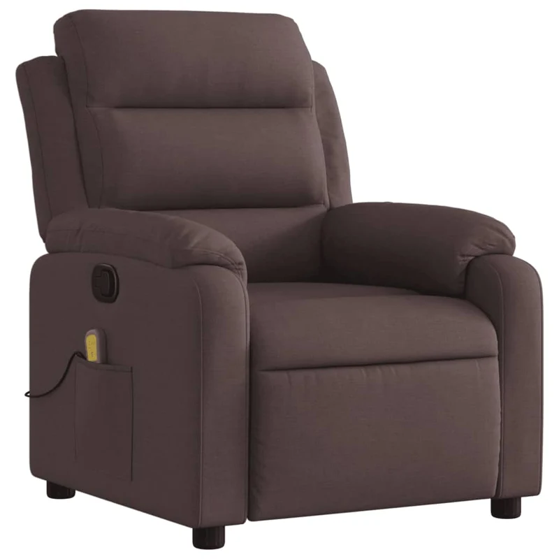 Fauteuil de relaxation TV fonction massage inclinable inclinaison manuelle en tissu marron foncé DEC026987