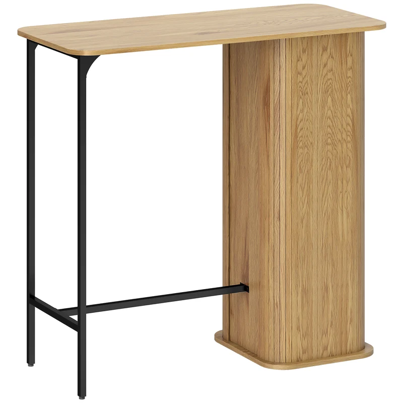 Table haute mange debout bar 112 x 50 x 106 cm stable 3 étagères rangement scandinave contemporain en MDF bois naturel 21_0003379