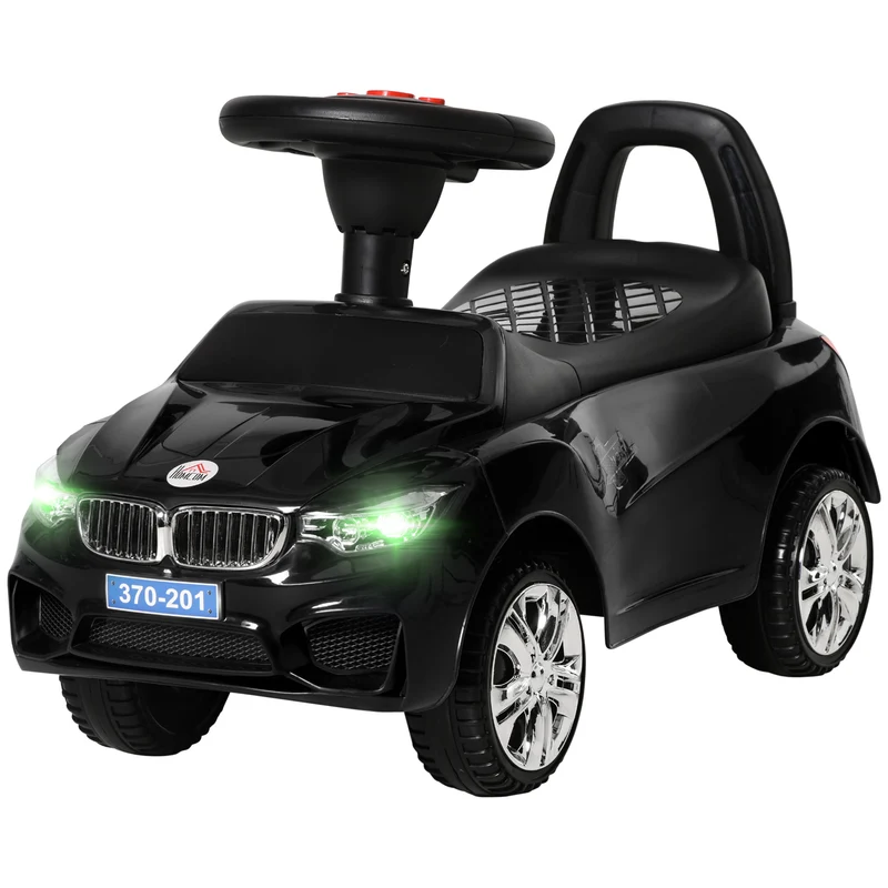 Porteur voiture enfant 63,5 x 28 x 36 cm anti basculement rangement sous siège musique klaxon design moderne en PP noir 21_0000503