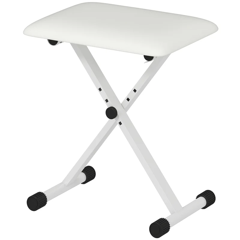 Tabouret de piano pliable pour piano 39 x 29 x 37-47 cm siège réglable assise rembourrée moderne minimaliste en PU blanc 21_0001736
