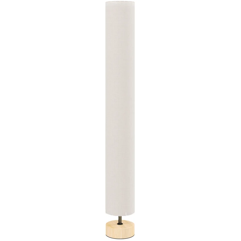 Lampadaire sur pied colonne sobre salon 15 x 15 x 120 cm éclairage tamisé double ampoules scandinave épuré en lin beige 21_0007004