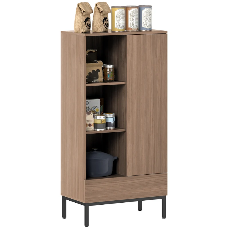 Buffet de rangement 60 x 34 x 121 cm rangement modulable tiroir étagères réglables moderne en panneau de particules gris 21_0002977