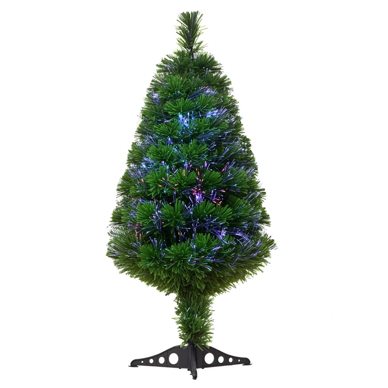 Sapin de noël lumineux fibre optique 48 x 48 x 90 cm éclairage coloré installation rapide décoratif tendance en PVC vert 21_0001214