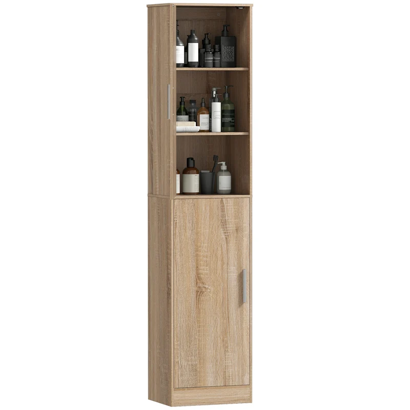 Meuble colonne de salle de bain rangement 40 x 35 x 180 cm gain de place étagères réglables épuré en MDF bois naturel 21_0002524