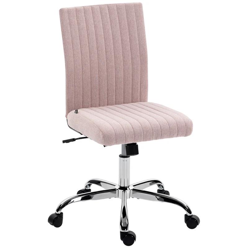 Chaise de bureau sans accoudoirs 43 x 56 x 89-99 cm pivotante 360 hauteur réglable moderne minimaliste en tissu rose 21_0006305
