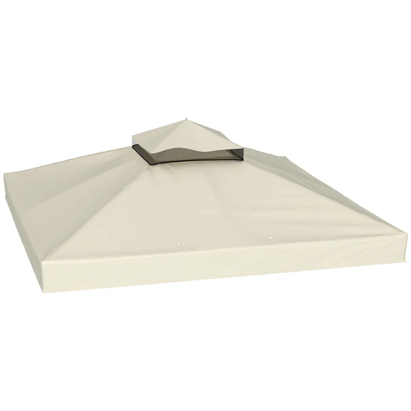 Toile pour tonnelle 300 x 300 cm protection upf30 drainage rapide toit double design contemporain en polyester crème 21_0004879