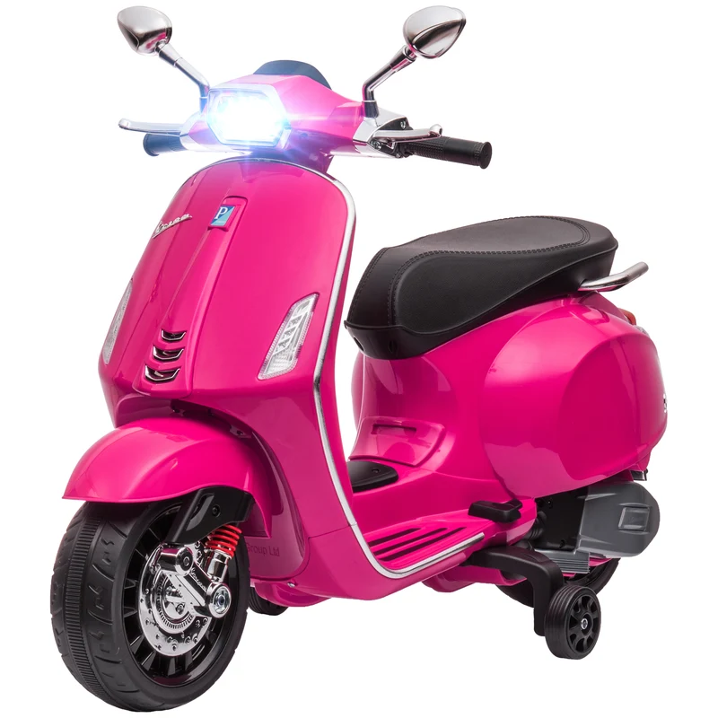Scooter électrique enfant 107 x 47 x 73 cm phare et musique stabilité 2 roues style vintage design rétro en PP rose 21_0000572