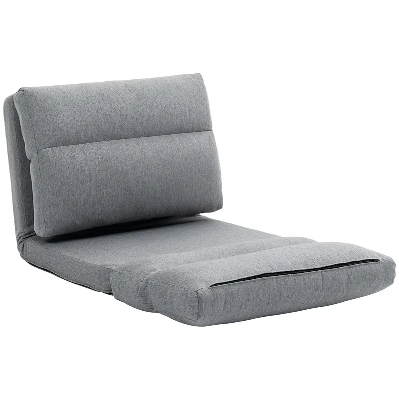 Fauteuil de sol convertible 70 x 72 x 56 cm dossier réglable 5 positions assise 16 cm confort mousse épuré en tissu gris 21_0003178