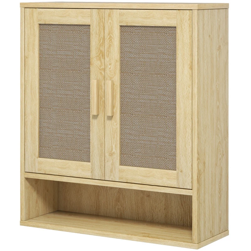 Meuble mural salle de bain 59 x 20 x 66,5 cm gain de place étagère réglable rustique en panneau de particules chêne 21_0002725