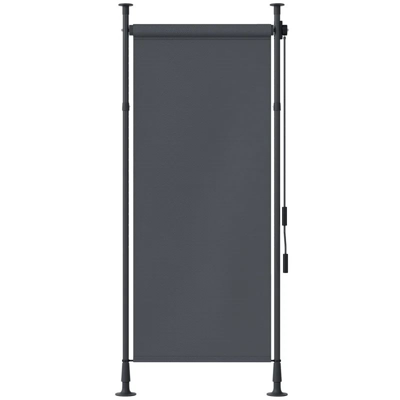 Store manuel rétractable ajustable 120 x 220-310 cm protection solaire sans perçage moderne en polyester gris foncé 21_0003882