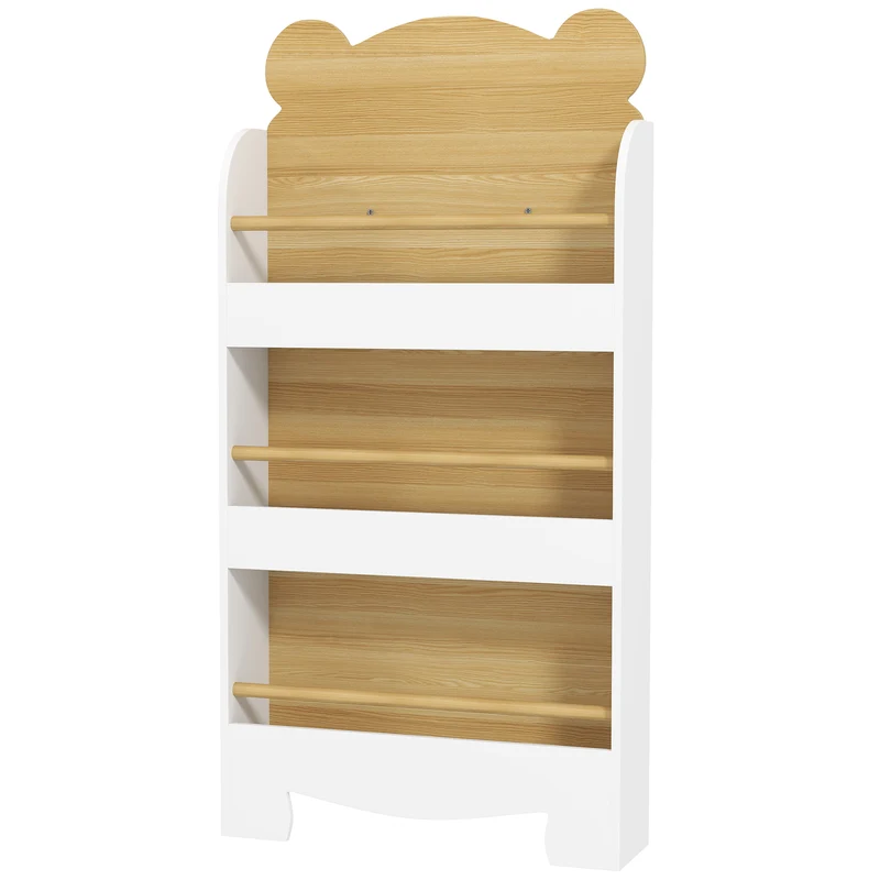 Bibliothèque en forme d'ours pour enfant 55 x 15 x 110 cm gain de place anti basculement scandinave en MDF bois naturel 21_0000165