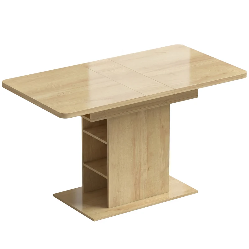 Table à manger extensible 110-130 x 70 x 75 cm 4 à 6 personnes rangement intégré scandinave sobre en MDF bois naturel 21_0003400