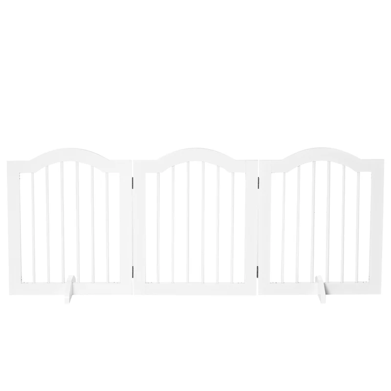 Lot de 2 barrières de sécurité modulable pliable pour animaux 154,5 x 61 x 29,5 cm stable utile moderne en MDF blanc 21_0007505