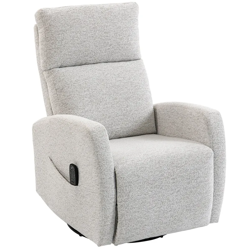 Fauteuil inclinable de massage 73,5 x 97 x 108 cm chauffant pivotant 360 ergonomique contemporain en chenille crème 21_0000838