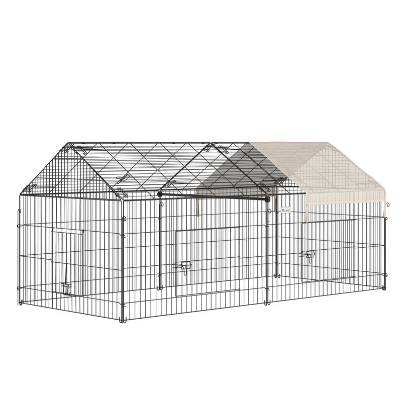 Clôture pour petits animaux extérieur 220 x 103 x 103 cm protection intempéries et prédateurs industriel en métal noir 21_0007866