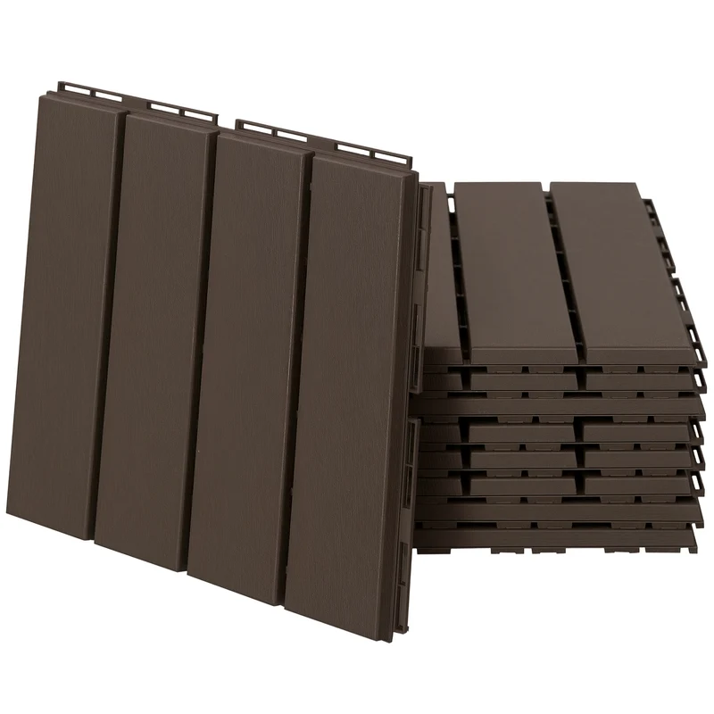 Caillebotis dalles terrasse emboîtables 30 x 30 x 2 cm pose facile antidérapant style contemporain stable en PP chocolat 21_0003945