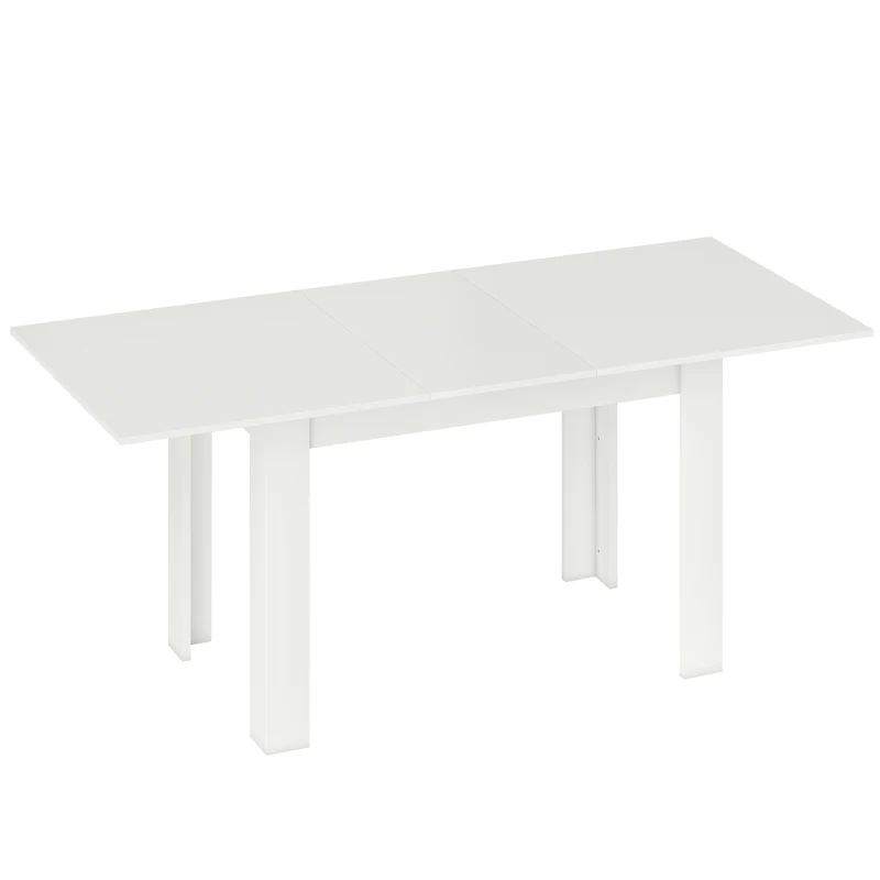 Table à manger extensible 6 à 8 personnes 140 x 80 x 75 à 180 x 80 x 75 cm rails intégrés style moderne en MDF blanc 21_0003315
