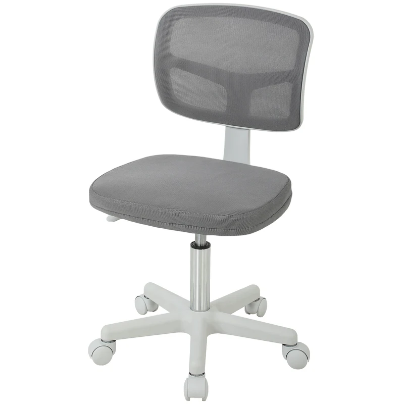 Chaise de bureau sans accoudoirs 48 x 48 x 77,5-89,5 cm ergonomique hauteur réglable moderne tendance en tissu gris 21_0006217