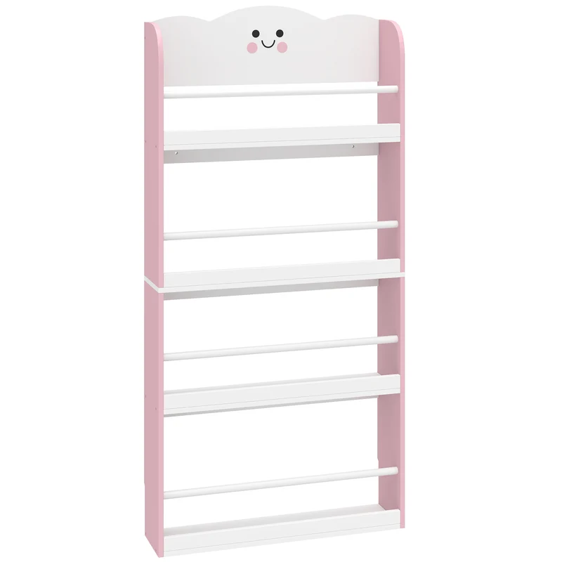 Bibliothèque murale enfant rangement livres 60 x 15 x 120 cm gain de place montage sûr scandinave idéale en MDF rose 21_0000181