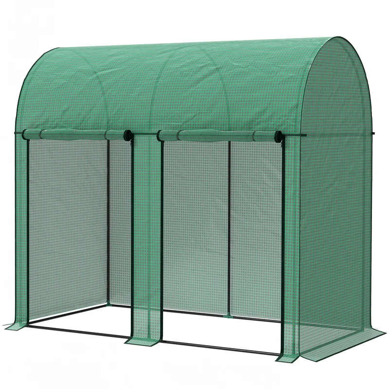 Serre de jardin tomates 200 x 100 x 178 cm protection anti-uv zippée montage facile moderne épuré en polyéthylène vert 21_0005432