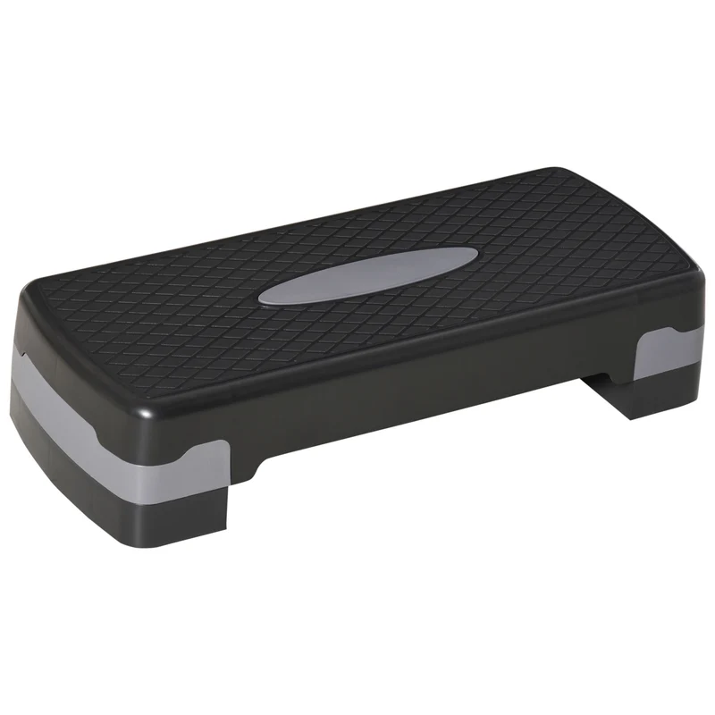 Plateforme d'aérobic pour la maison 68 x 29 x 15 cm hauteur réglable 2 niveaux antidérapante moderne épuré en PP noir 21_0006676