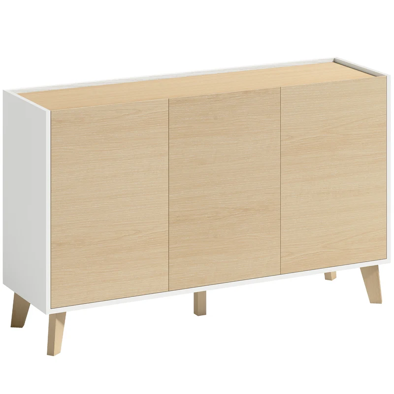 Buffet de rangement salon 120 x 35 x 73,5 cm 6 compartiments portes fermeture douce style scandinave en MDF bois naturel 21_0003411
