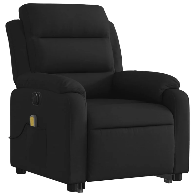 Fauteuil de relaxation fonction massage et inclinable levage électrique en tissu noir DEC027823