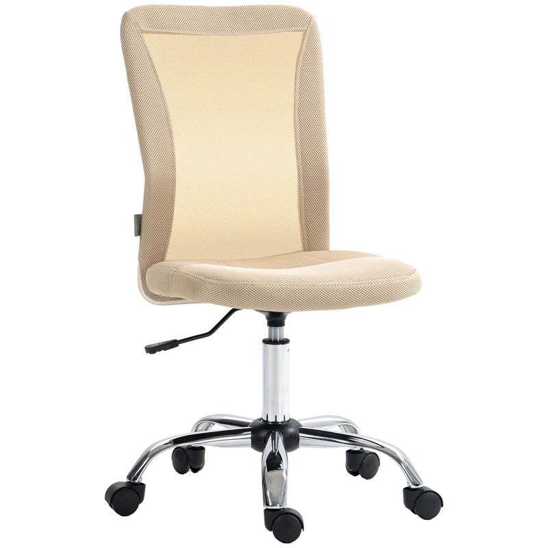 Chaise de bureau ergonomique réglable pivotant 360° 43 x 58 x 90-100 cm assise 42-52cm rembourrée moderne en tissu beige 21_0006169