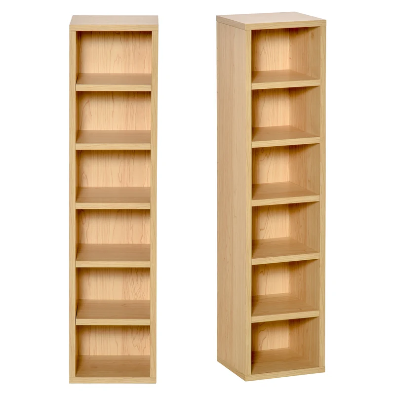 Lot de 2 étagères colonnes pour cd 21 x 19,2 x 88,3 cm 160 cd anti basculement style moderne épuré salon en MDF beige 21_0001749