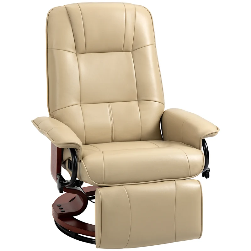 Fauteuil relax inclinable pivotant 78 x 87 x 100 cm inclinaison 145° repose-pied réglable design moderne en PU crème 21_0001740