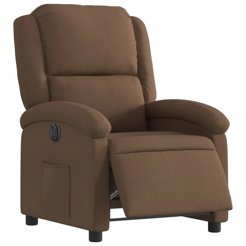 Fauteuil relax TV fonction d'inclinaison électrique très confortable en tissu marron DEC028449