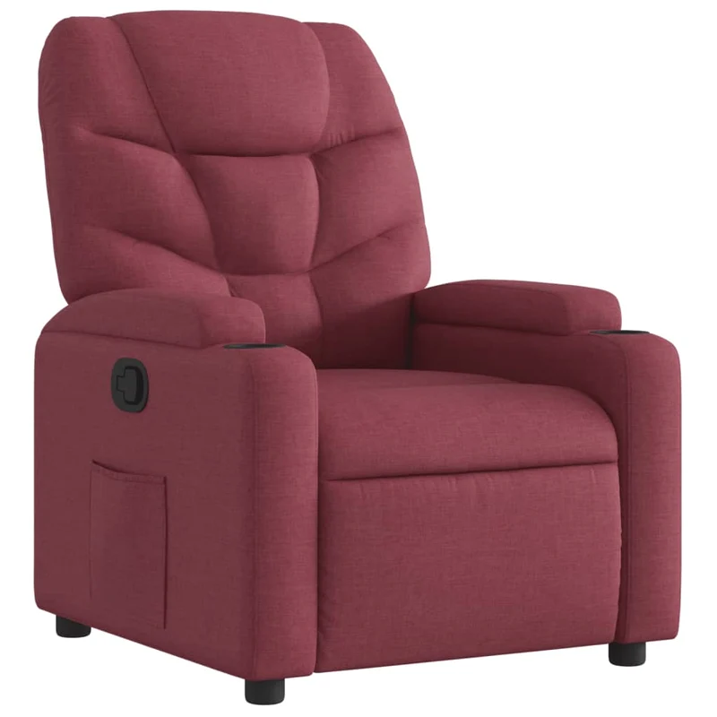 Fauteuil relax TV rembourrage confortable fonction d'inclinaison manuelle en tissu rouge bordeaux DEC028157