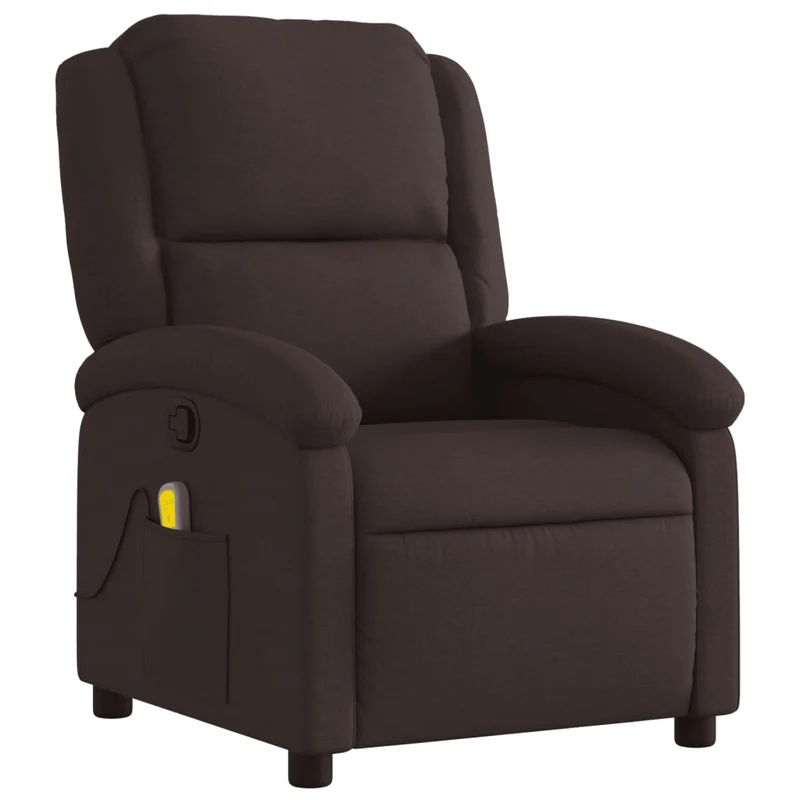 Fauteuil de relaxation TV fonction massage inclinable en tissu marron foncé DEC026990