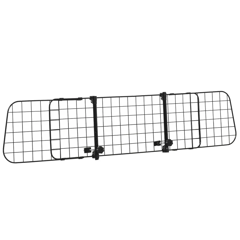 Grille de séparation voiture 91-152 x 30 cm réglable sans outils maintien sûr moderne épuré pour coffre en métal noir 21_0007224