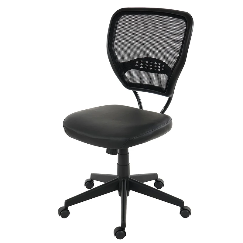 Chaise de bureau pivotante capacité de charge de 150 kg en synthétique noir sans accoudoirs 04_0001912