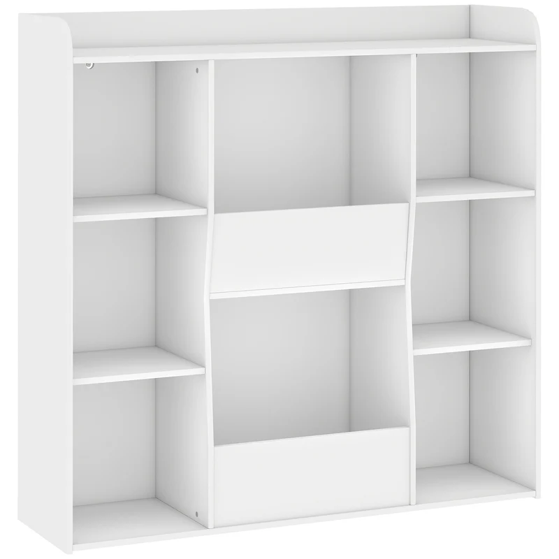 Étagère rangement enfant 8 cases 104 x 29 x 101,5 cm anti basculement stable accessible enfants moderne en MDF blanc 21_0000180