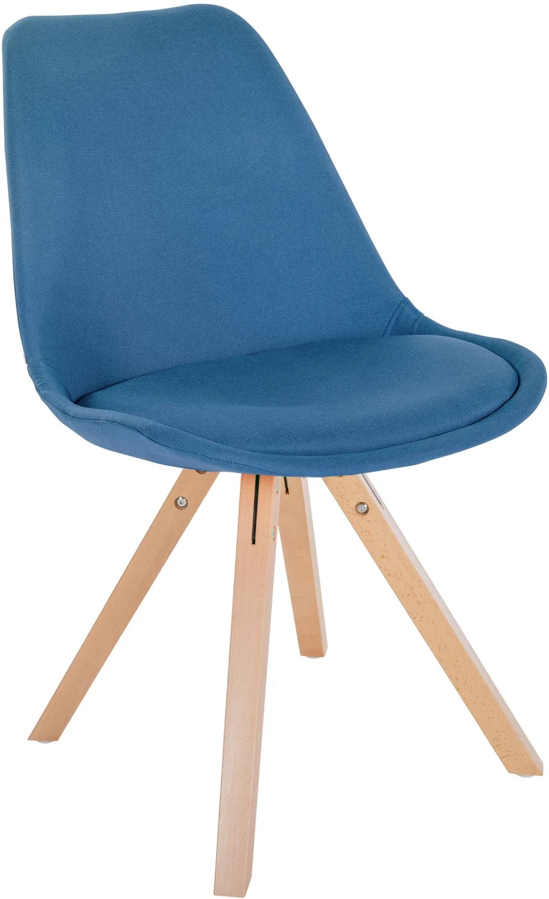 Chaise de salle à manger x1 style scandinave en tissu bleu pieds en bois clair 10_0001484