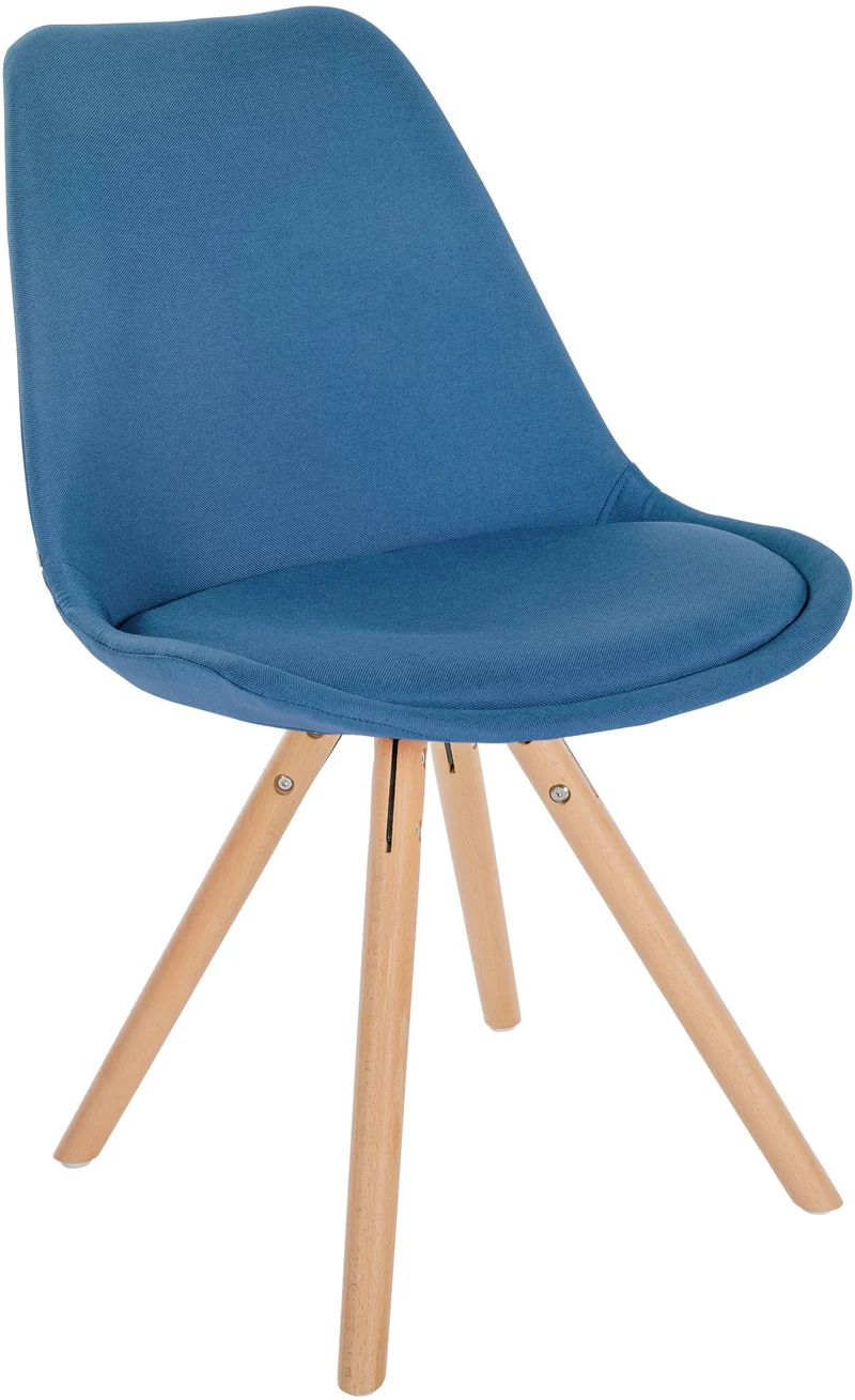 Chaise de salle à manger x1 style scandinave en tissu bleu pieds en bois clair 10_0001478
