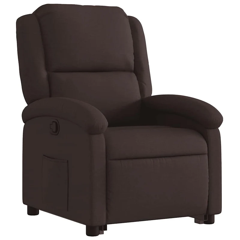 Fauteuil relax TV rembourrage confortable fonction de levage électrique en tissu marron foncé DEC027997