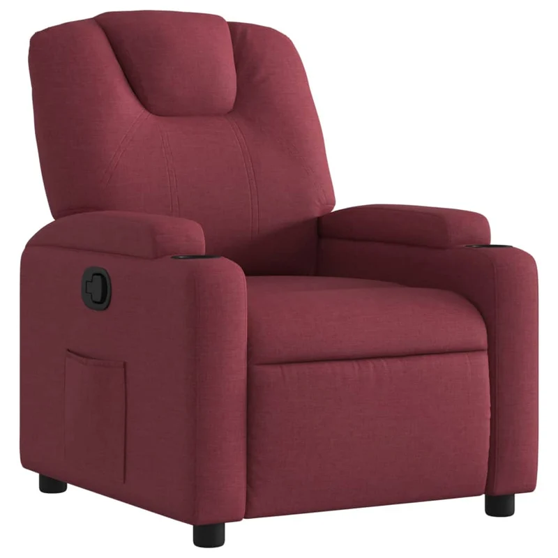 Fauteuil relax TV rembourrage confortable en tissu rouge bordeaux DEC028155
