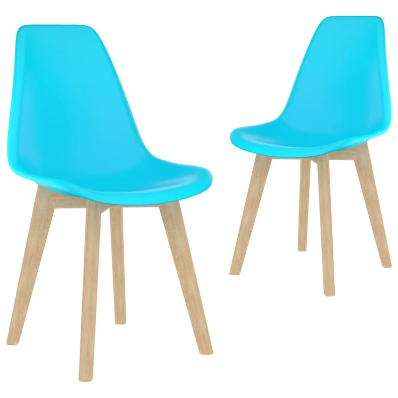 Lot de 2 chaises de salle à manger cuisine design scandinave plastique bleu CDS020214