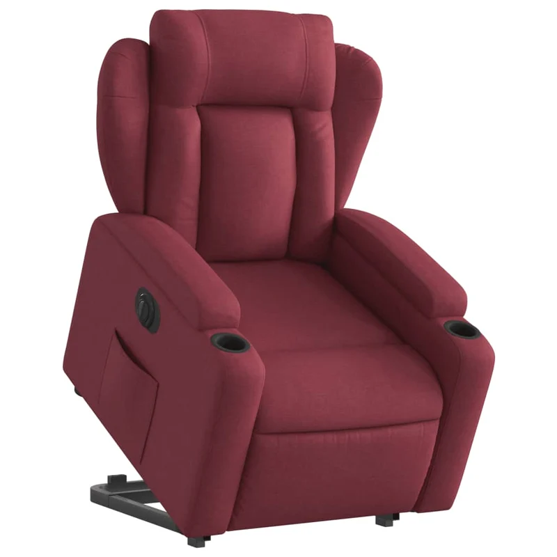 Fauteuil relax TV fonction de levage électrique très confortable en tissu rouge bordeaux DEC028535