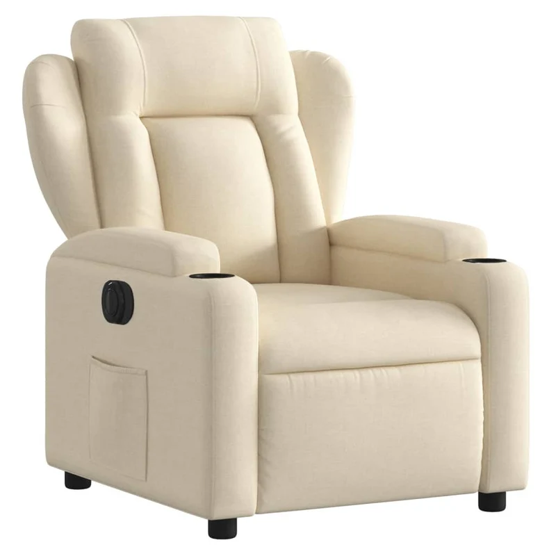 Fauteuil relax TV fonction d'inclinaison électrique très confortable en tissu crème DEC028273
