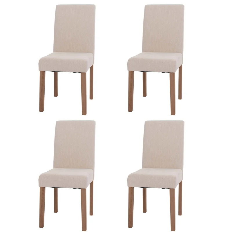 Lot de 4 chaises de salle à manger dossier haut en tissu chenille crème pieds clair 04_0007515