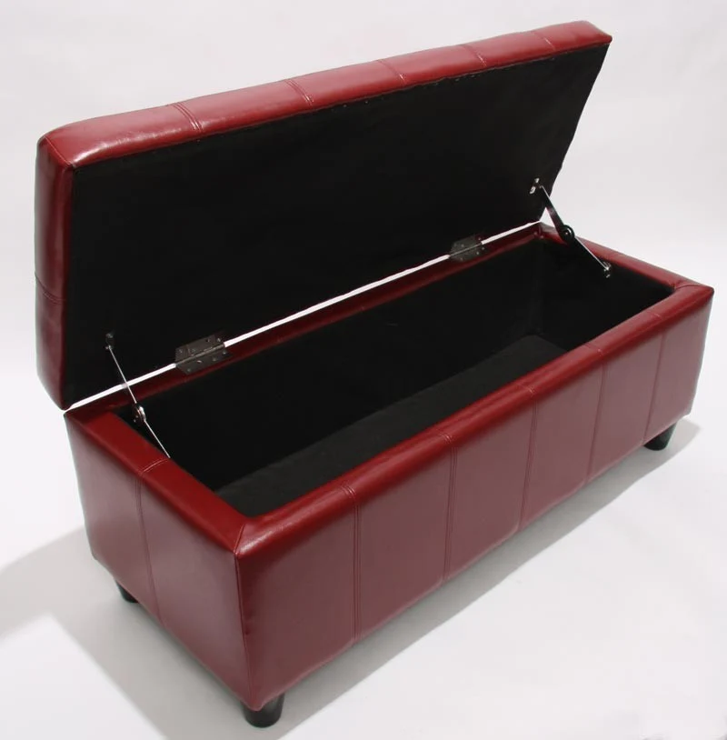Banc banquette de rangement cuir reconstitué rouge 112x45x45cm BAN04015
