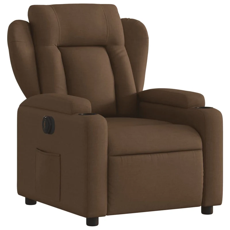 Fauteuil relax TV fonction de levage électrique très confortable en tissu marron DEC028450